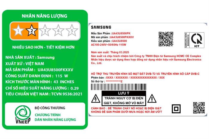 Smart Tivi Samsung 4K 43 Inch 43U8500F